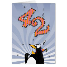 42nd Birthday - Penguin Surprise Card
