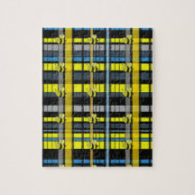 43.Black and Yellow Plaid Bumble Bees Design Jigsaw Puzzles