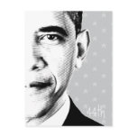 44th - Obama with stars (b-w) - Postcard