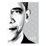 44th - Obama with stars (b-w) - Postcard postcards