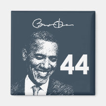 44th President: President Obama with signature Refrigerator Magnet