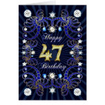 47th birthday card with masses of jewels