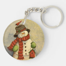 4905 Snowman & Birdhouse Christmas Acrylic Keychain