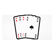 4 aces icon personalized photo card