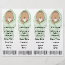 4  Baby Shower Invitations - Bookmark Favours Personalized Flyer