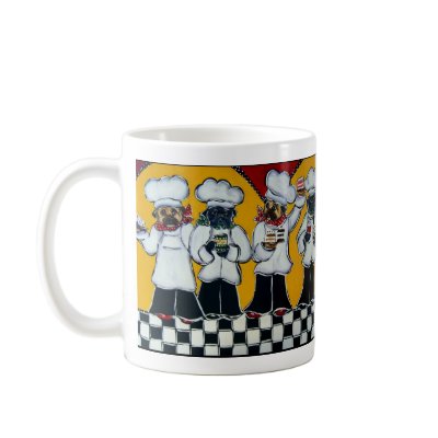 4 Chef Pugs Mug by Art_by_Joanne