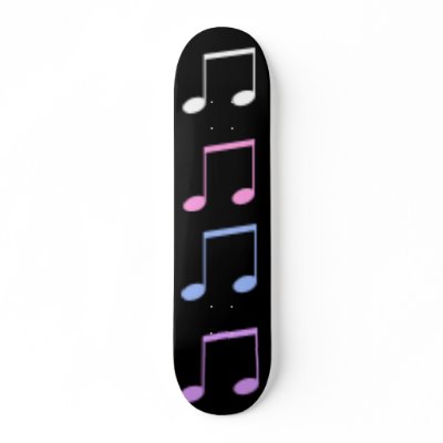 :/ 4 Coloured Music Notes Skateboard by bloodfall