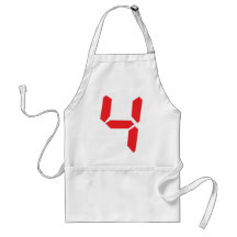 4 four red alarm clock digital number aprons