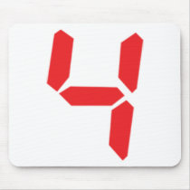 4 four red alarm clock digital number mouse pad