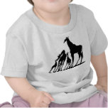 4 Giraffes, White Back, Black Foreground Shirt
