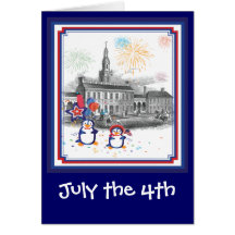 4 juillet carte de pingouins