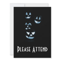 4 Lit Jack-O-Lanterns - Blue