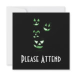 4 Lit Jack-O-Lanterns - Green