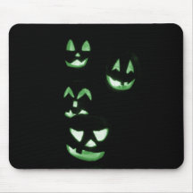 4 Lit Jack-O-Lanterns - Green Mousepad