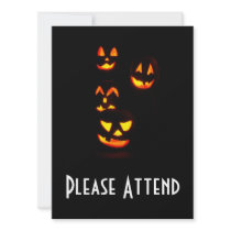 4 Lit Jack-O-Lanterns - Orange Halloween