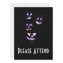 4 Lit Jack-O-Lanterns - Purple Halloween