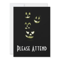 4 Lit Jack-O-Lanterns - Yellow Halloween