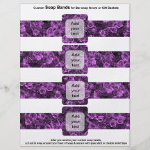 4 per sheet Soap Band Purple Roses Bridal favours Full Color Flyer