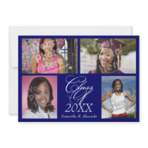 4-Photo Collage Blue Graduation Announcement