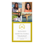 4 Photo collage brown wreath monogram graduation Personalized Photo Card