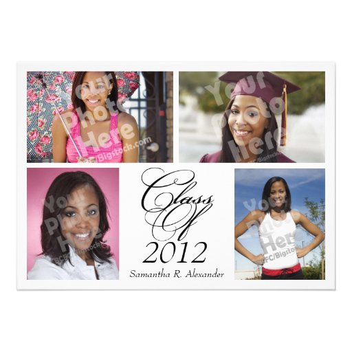 4-Photo Collage Custom Graduation Announcement