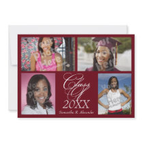 4-Photo Collage Maroon Graduation Announcement