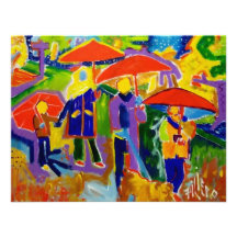 4 Red Umbrellas by Piliero Custom Invite