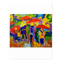 4 Red Umbrellas by Piliero Postcards