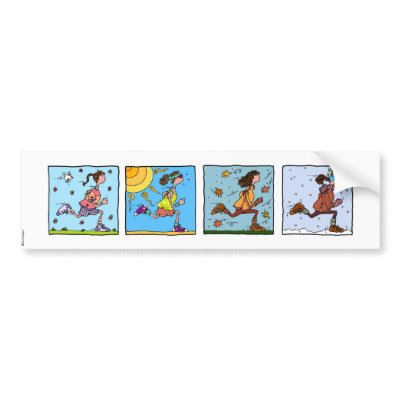 4 season runner woman bumper stickers by cfkaatje