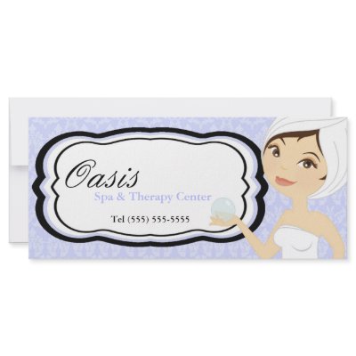 4"x9" Gift Certificate Blue Damask Spa Massage by thepapergenius