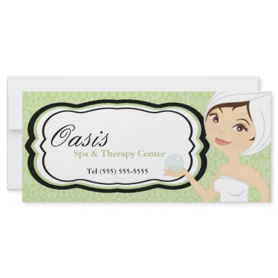 4"x9" Gift Certificate Green Damask Spa Massage by thepapergenius