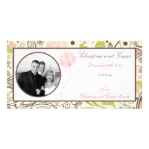 4 x 8 Engagement Photo Announcement Spring Pink/Gr Photo Card Template