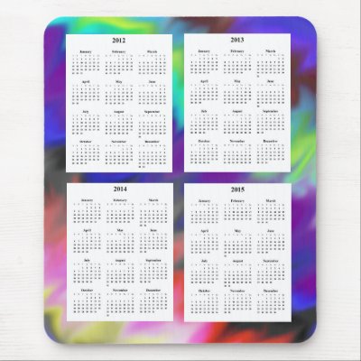 4 Year calendar (2012-2015) Mousepad by Lynnes_creations