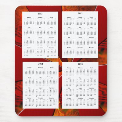Year Calendar on Year Calendar  2012 2015  On White Red Design Ba Mousepad At Zazzle