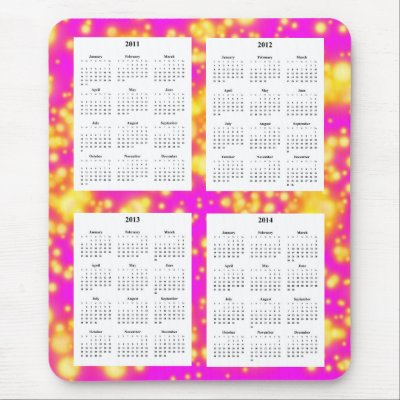 4 Year calendar on Pink Sparks Design Backgrd. Mousepads by Lynnes_creations