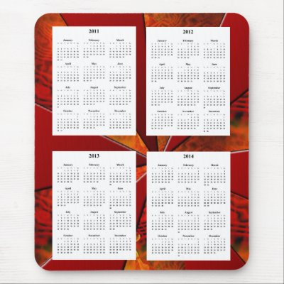 4 Year calendar on White Red Design Backgrd. Mousepads by Lynnes_creations