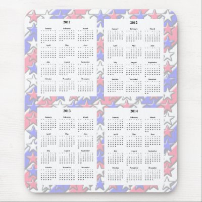 4 Year calendar on White Stars & Stripes Backgrd. Mousepads by Lynnes_creations