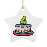 4 Year Old Birthday Cake Christmas Ornaments