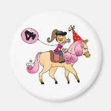 4 year old girl on a pony magnet