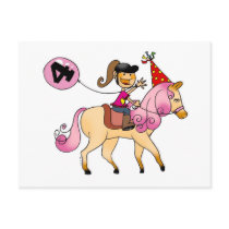 4 year old girl on a pony postcard