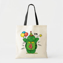 4ème anniversaire de tortue heureuse sacs fourre-tout