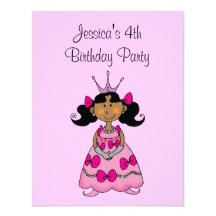 4ème fête d'anniversaire de princesse rose personn faire-part