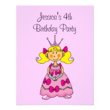 4ème fête d'anniversaire de princesse rose personn faire-part