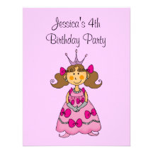 4ème fête d'anniversaire de princesse rose personn faire-part