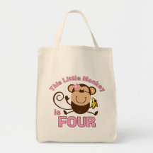 4ème fille d'anniversaire de petit singe sac en toile