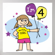4ème Fille d'anniversaire Posters