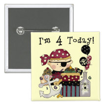4ème T-shirts et cadeaux de pirate d'anniversaire Badge