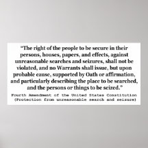 4th Amendment of the United States Constitution Poster