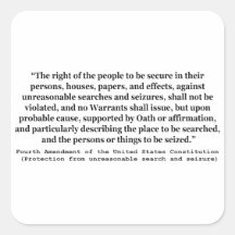 4th Amendment of the United States Constitution Square Sticker