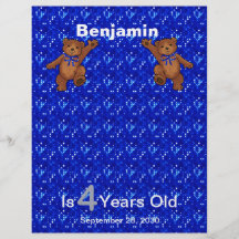 4th Birthday Dancing Bear Scrapbook Paper 1 Flyer Design